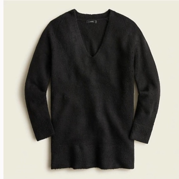 J. Crew Stretch-Wool Blend Black V-neck Pullover Knit tunic sweater size XXS‎ - Picture 1 of 6